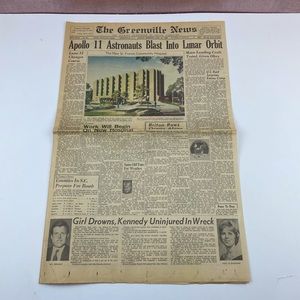 Vintage The Greenville News Newspaper July 20, 1969 Astronauts Space Kennedy